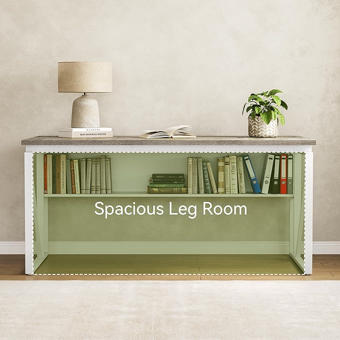 LITTLE TREE 63-Inch Office Desk with 31.5-Inch Lateral File Cabinet, Study Writing Desk Computer Desk for Home Office