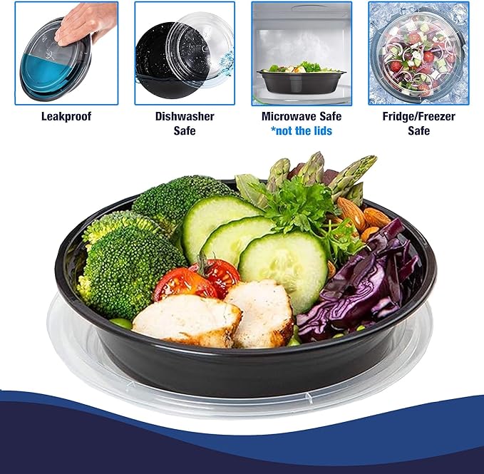 Ruthy's Outlet Meal Prep Containers with Lids, Food container bowl - BPA-Free, Stackable, Freezer & Dishwasher Safe, Reusable Food Storage for Lunch & Portion Control (16 oz - 100 Pack)