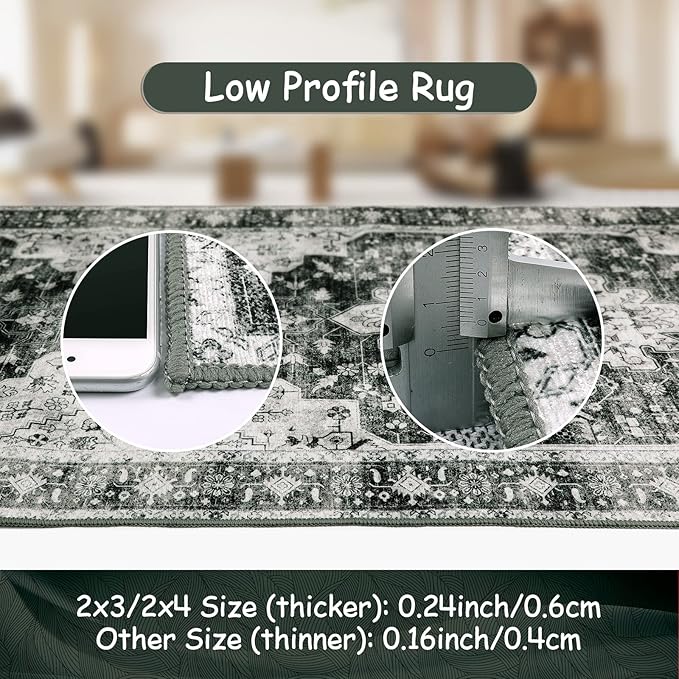 Moynesa Washable 2x3 Entryway Rug Small Front Door Mat, Black and White Kitchen Rugs Non Skid Non-Slip with Rubber Backing, Distressed Low Pile Throw Carpet for Indoor Outside Entrance