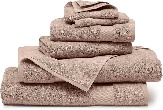 BOLL & BRANCH Plush Bath Sheet Set - Dusty Rose - 6 Piece - Includes 2 Oversized Bath Sheets, 2 Hand Towels & 2 Washcloths - 100% Organic Cotton - Ultra Soft & Luxurious - Quick Absorbing