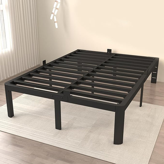 ITIMIDI 14 Inch Full Size Bed Frame, No Box Spring Needed and DIY Headboard, Safety Design with Rounded Corner Legs, Heavy Duty Metal Platform Bed Frame Full Size, Noise Free, Black