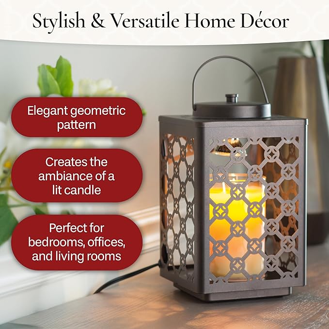 Candle Warmers Etc. Garden Candle Warmer Lantern – for Top-Down Warming & Flame-Free Fragrance