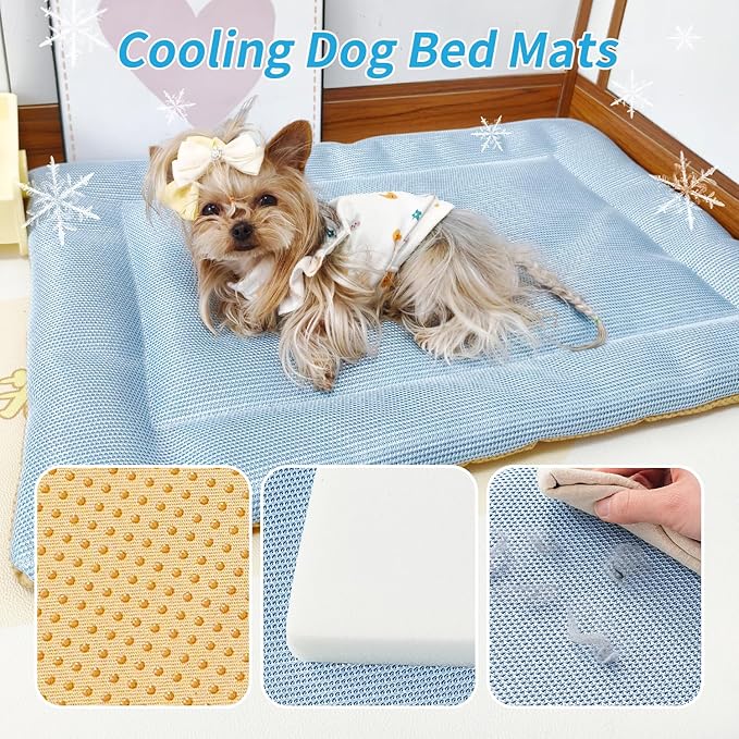 Cooling Pad for Dog Breathable Dogs Sleeping Bed Indoor Pet Mattress Dog Crate Mat Washable Blue (42×28×1.2 inches)