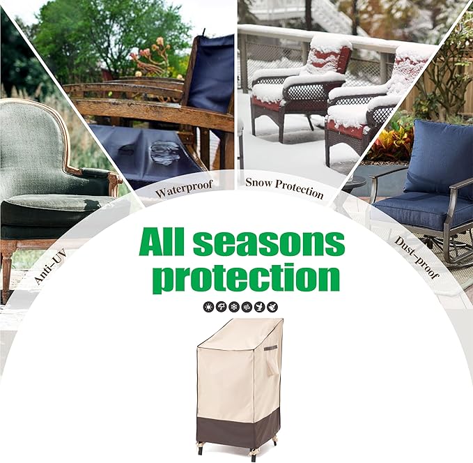 F&J Outdoors Waterproof Anti-UV Heavy Duty Patio Cover for 4-6 Stacking Chairs, 27" W x 37" D x 47" H, 1Pack