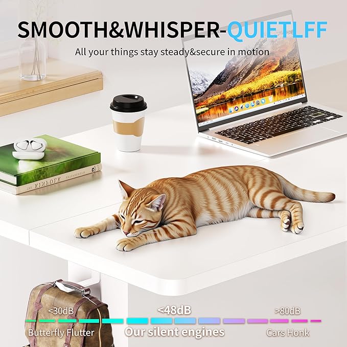 BIZUM Electric Standing Desk, 55x24 inches Height Adjustable Desk, Sit to Stand Desks Memory Gaming Computer Workstation for Home Office, White