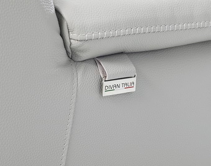 Blackjack Furniture Venice Top Grain Italian Leather Power Recliner Chair with Adjustable Headrest Modern Luxury Seating for Living Room Lounge, Light Grey