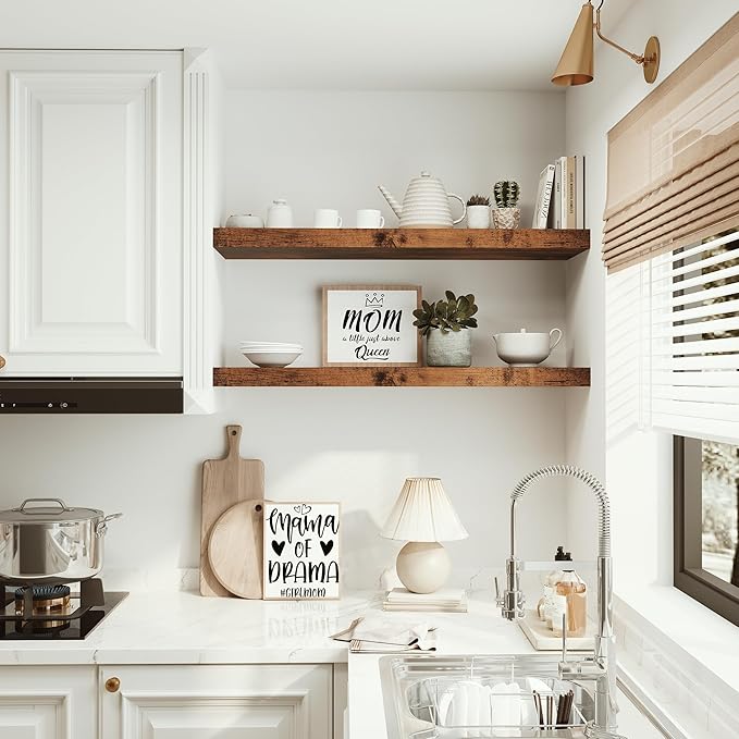 Vivelove Floating Shelves 10 inches Deep, 36x10 Shelves for Room，Wall Shelves for Bedroom, Living Room, Kitchen, Office, Bathroom Farmhouse Shelf, Home Decor with Invisible Bracket, Rustic Brown