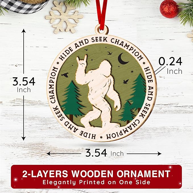 Bigfoot Ornament - Endearing for Sasquatch Lovers, Funny and Cool Bigfoot Ornaments for Christmas Tree, Unique Tree Topper with Bigfoot and Sasquatch Characters