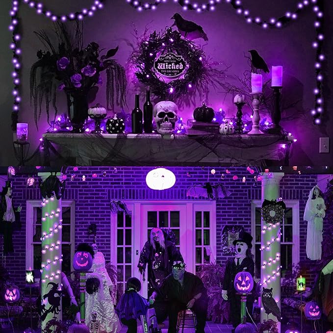 Kwaiffeo LED String Lights for Halloween Christmas Holiday Decorations, 8 Modes Fairy Lights for Indoor Outdor, 164FT 500LED, Purple