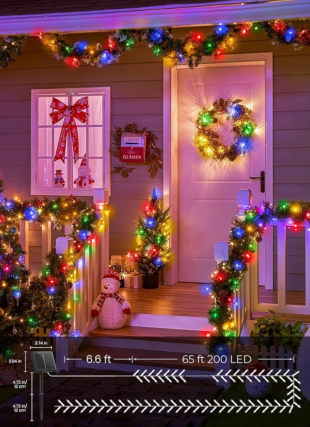 Brightown 4 Pack Solar String Lights Outdoor, Total 288Ft 800 LED Twinkle Fairy Lights Waterproof with 8 Modes Auto On/Off for Patio Tree Garden Party Home Wedding Christmas Decorations (Multicolor)