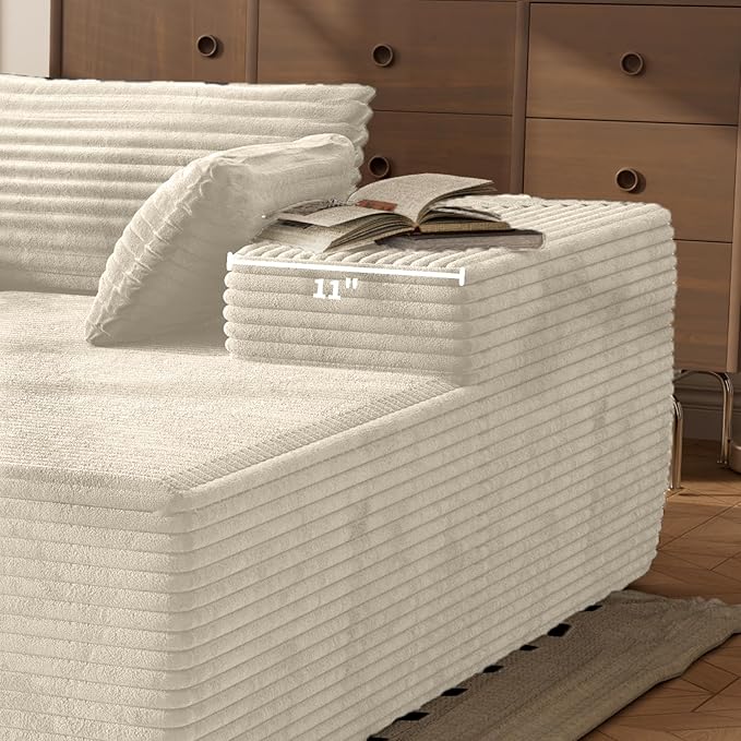 105.5" Modular Sectional Sofa L-Shape Chaise, Modular Cloud Couch Sofa with Deep Seat, Upholstered Couches for Living Room Bedroom No Assembly Required (Beige)