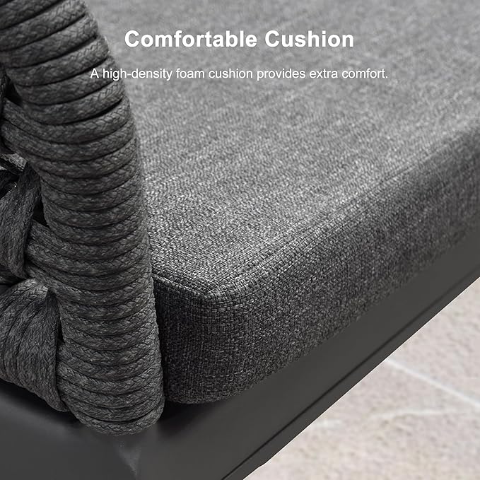 PURPLE LEAF 5 Pieces Outdoor Dining Set All-Weather PE Rattan Outdoor Patio Furniture Set with All Aluminum Frame Rectangular Table and Chairs Set for Lawn Garden Backyard Deck, Grey