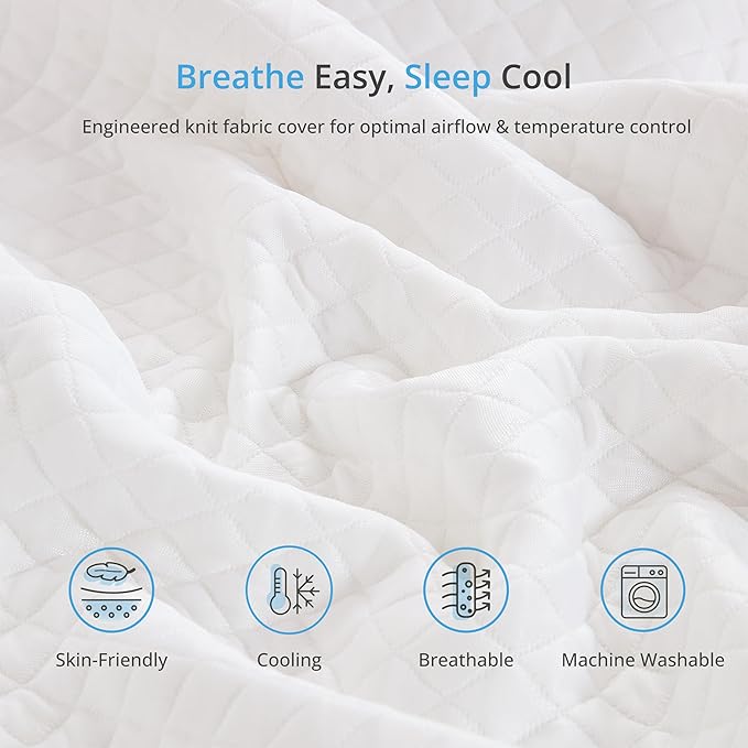 EGOHOME 12 Inch Queen Mattress in a Box, Gel Infused Memory Foam Mattress with Cooling Cover, Medium Firm for Back Pain Relief, Foam Made in USA, Fiberglass Free, CertiPUR-US Certified, 60”x80”x12”