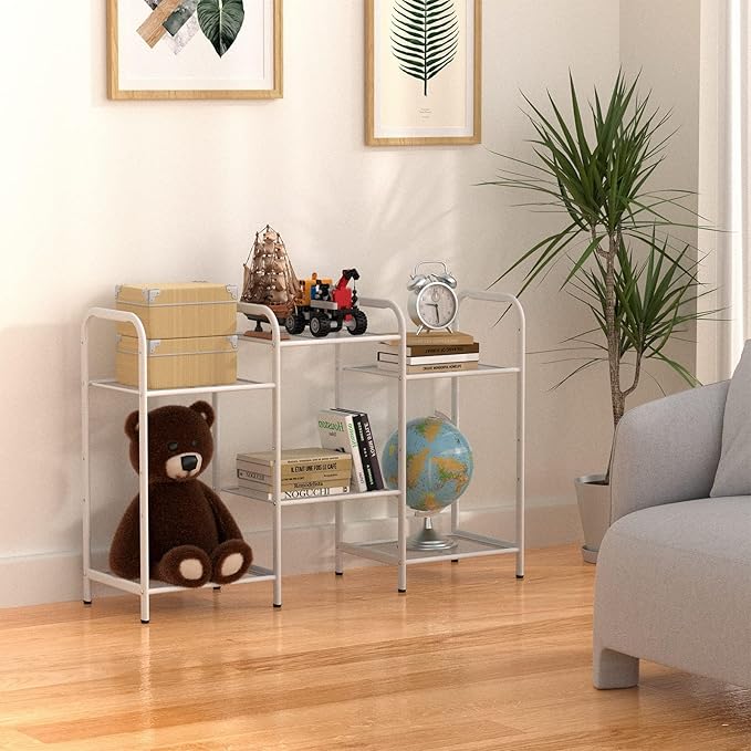 MAX Houser Storage Rack with Shelf,Industrial Style Extendable Plant Stand, Standing Shelf Units for Kitchen, Bathroom, Office,Living Room, Balcony, Kitchen (White, 3 Tier)