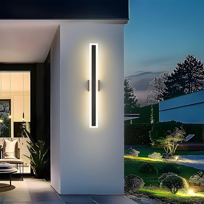 LamQee 31.5 Inch Long Outdoor Wall Lights Modern Exterior Lighting Fixtures for House, Waterproof 3000K 24W 1200LM LED Linear Outdoor Wall Sconces Lighting for Porch Patio Garage Door Yard Indoor