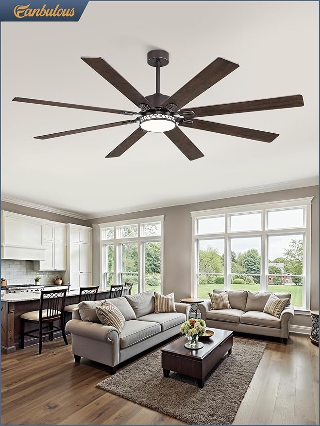 Fanbulous 72 Inch Large Ceiling Fans with Lights, Farmhouse Ceiling Fan with Light and Remote, Dual Finish 8 Blades, Reversible DC Motor, 3CCT, 6 Speed, Modern Ceiling Fan for Living Room, Oil Bronze