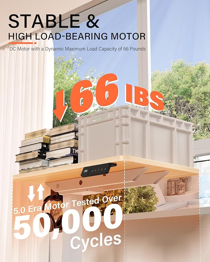 FiCiHi Small Electric Standing Desk - Adjustable Height Bedside Laptop Table with Wheels, Mobile, Portable Rolling Computer Cart,Movable, Home Office, Sofa, Couch Use(24x16,Maple)