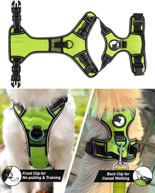 Joytale No Pull Dog Harness for Small Dogs, Reflective Pet Vest with Front Clip, Adjustable Soft Padded Harnesses with Easy Control Handle for Training and Walking, Green, S