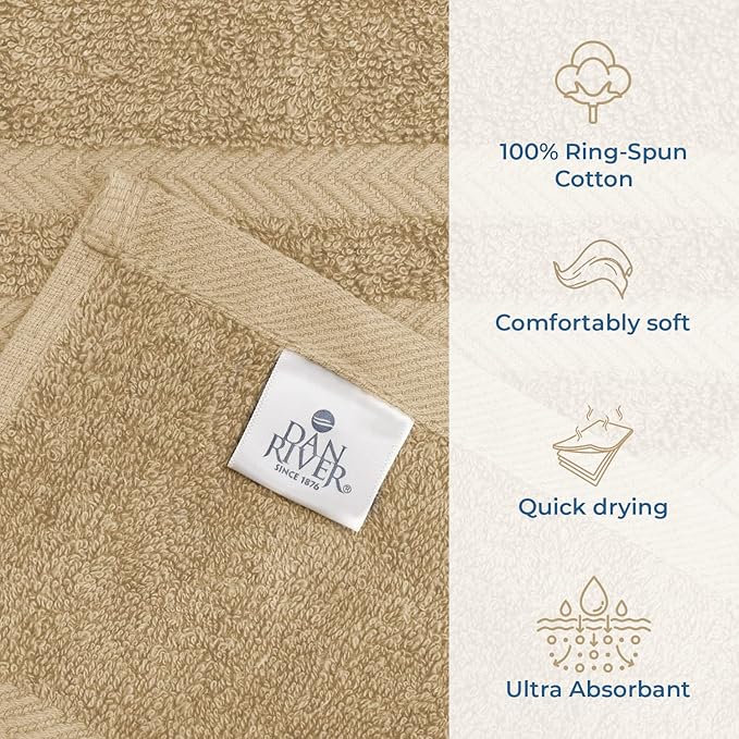 DAN RIVER 2 Pack Luxury Bath Sheets 35x70, 600 GSM, Soft & Quick Dry 100% Ring Spun Cotton Towels Ideal for Hotels, Spas, Gyms & Salons Extra Large, Tan