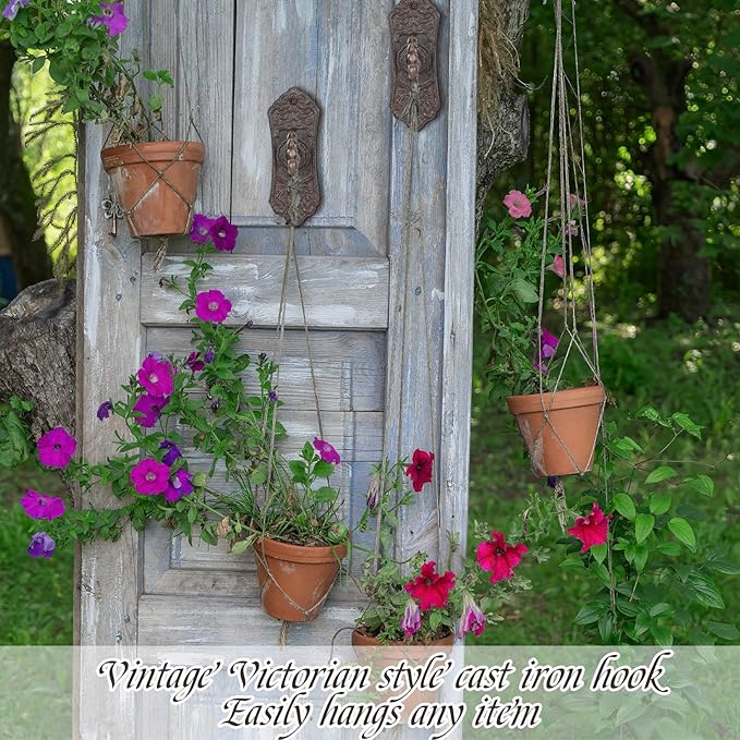 2 Pack Decorative Vintage Cast Iron Wall Hooks Vintage Key Wall Holder for Hanging Coats Key Bags Hats Towels Hanger Rustic Farmhouse Decor