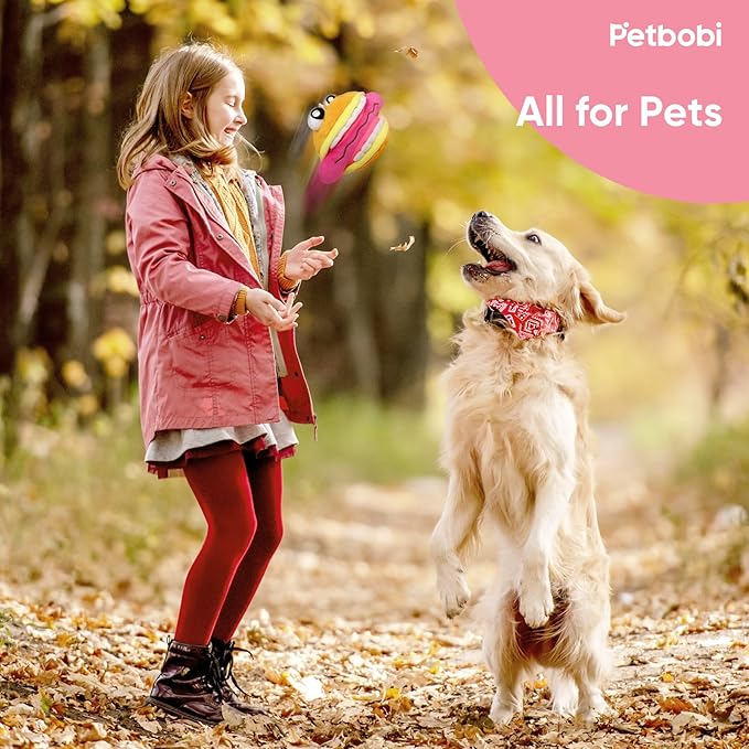 Petbobi Interactive Dog Toys Monster Active Ball for Dogs with Batteries, Self Moving Balls and Plush Cover for Small & Medium Dogs to Chase, Dog Toy Squeaky Crazy Bouncer Ball, Burger Buddy Bobby