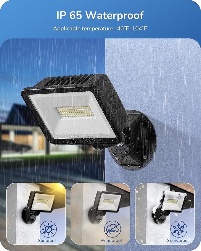 EDISHINE 46W Flood Light, 6800LM LED Flood Light Outdoor, IP65 Waterproof, 5000K LED Security Lights for Backyard, Flagpole, Garage, UL Listed