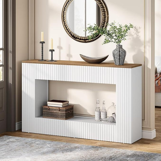 Tribesigns Modern Console Table, 55-Inch Wood Entryway Table with Storage, Narrow Long Sofa Table Behind Couch Table for Living Room, Foyer, Hallway, White