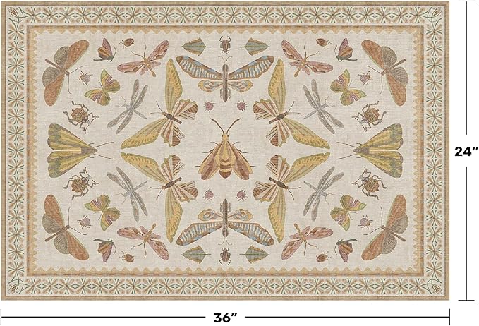 Boho Bathroom Rugs 2x3 Non Slip Washable - Stain Resistant Kitchen Rugs for Entryway, Mudroom, Powder Room, Soft Low Pile Cottagecore Nature Eclectic Small Throw Rug