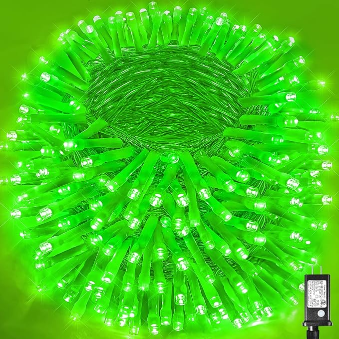 500 LED Green Christmas Lights Outdoor, 165ft Green String Lights Indoor Clear Wire 8 Modes Waterproof Plug in Twinkle Fairy Lights with Timer Memory for Room Tree Party Decorations