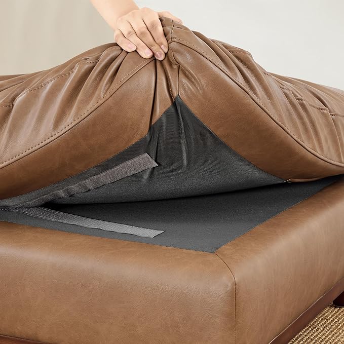 CHITA 83" Super Large Luxury Loveseat Sectional Modular Sofa, FSC Certified Down Filled Modern Sofa, Deep Seat Comfty Cloud Couch, 2 Seat Couch, Solid Wood Leg, Faux Leather in Camel