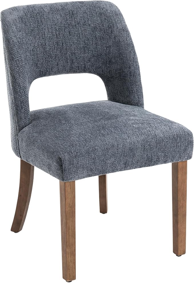 VKNOW Wooden Dining Chairs Set of 6, Modern Fabric Upholstered Dining Room Chair Kitchen Chairs, Farmhouse Dinner Chair for Kitchen Dining Room, Navy