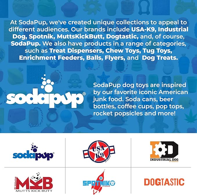 SodaPup Magnum Soda Can – Dog Treat Dispenser & Chew Toy Made in USA from Our Most Durable Non-Toxic, Pet-Safe, Food Safe Natural Rubber for Mental Stimulation, Problem Chewing, Calm Nerves, & More