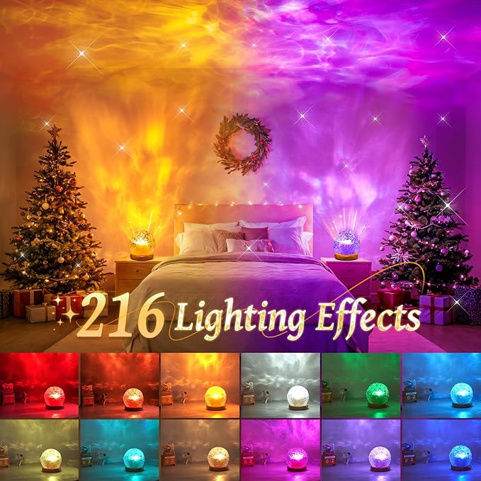 Christmas Gifts Teen Girls Kids Crystal Light Projector, 216 Modes Mood Lighting for Bedroom, Remote & USB Control Room Lights for Bedroom, Ambient Lighting Aesthetic Room Decor for Teen Girls Gifts