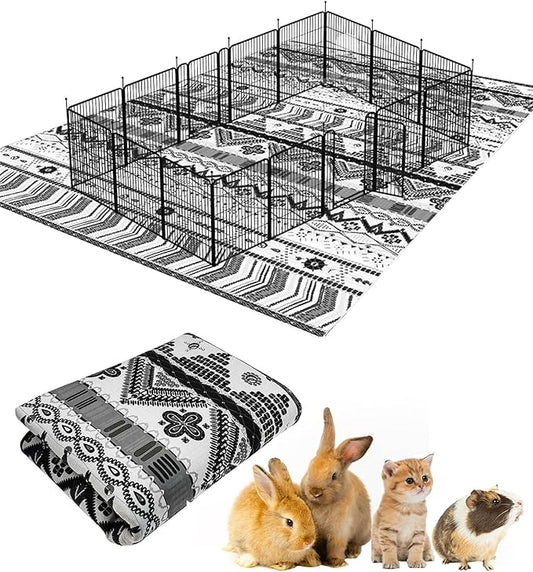 BNOSDM 91" X 63" Extra Large Cage Liners for Rabbits Washable Rabbit Pad Large Bunny Mat Anti Slip Rug for Bunnies, Pet Carpet for Chinchillas Cats Guinea Pigs Ferrets Dogs