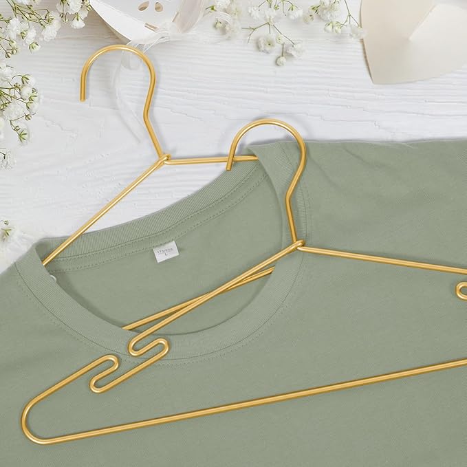 VWV 20 Pack Gold Aluminum Hangers, 16.5 Inch Smooth and Durable Metal Shirt Dress Hanger, Lightweight and Sturdy Metal Hanger, Suit Jacket Dress Hangers