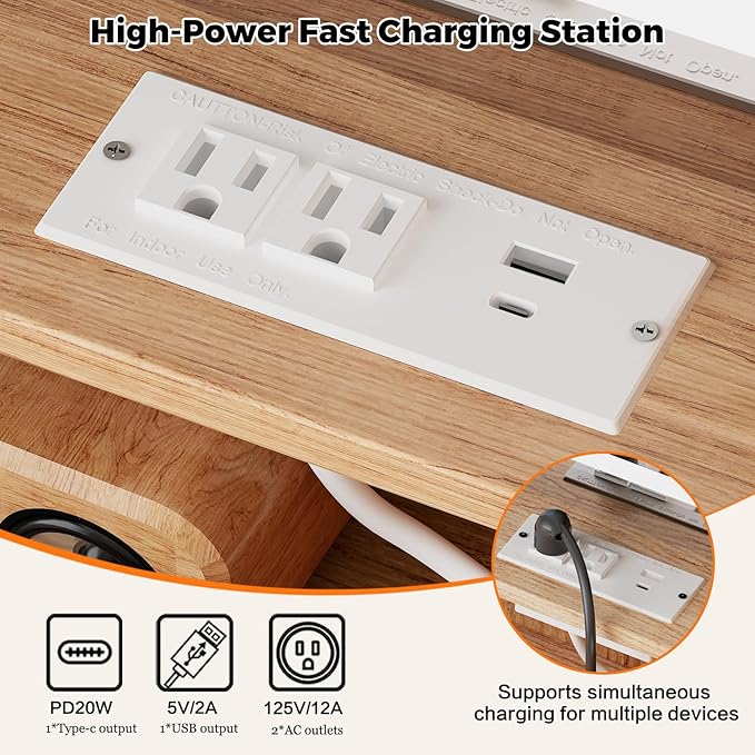 57“Makeup Vanity Desk with Mirror and Lights, Vanity Desk with 5 Drawers & Storage Shelves, Vanity Table with Power Outlet, 3 Color Modes & Adjustable Brightness Dressing Table, Bedroom,Oak