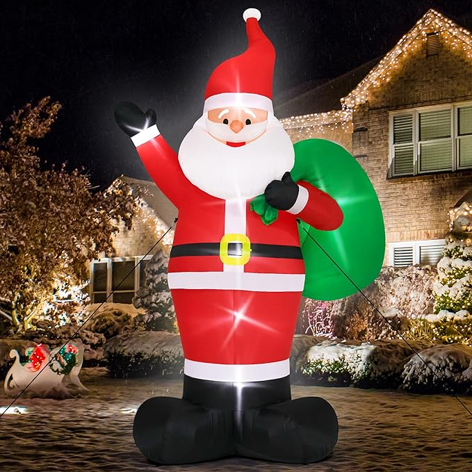 16FT Inflatable Christmas Santa, Giant Outdoor Santa Claus Blow Up Decorations with LED Lights, Waterproof Holiday Yard Decoration for Lawn, Garden, Xmas Party (16H x 9.8W x 5.2D ft)
