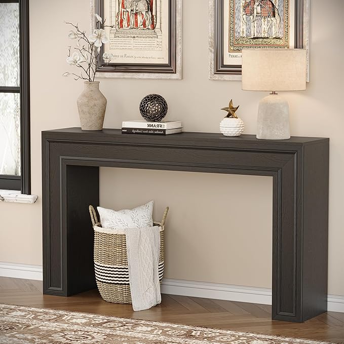Rresyet 55 Inch Long Console Table, Sofa Table Behind Sofa, Entryway Table, Farmhouse Entryway Table for Entry, Hallway, Living Room (Black)