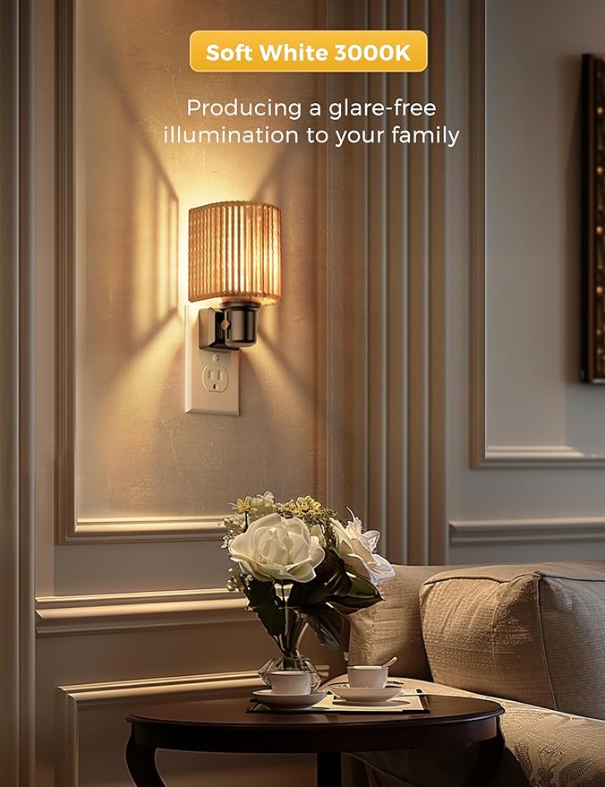 L LOHAS LED Night Lights Plug into Wall, Plug in Night Light, Bohemian Nightlight Dimmable with Light Sensor, 3000K, Boho Nightlights Farmhouse Decorative for Bedside Bedroom Bathroom Hallway, 1 Pack