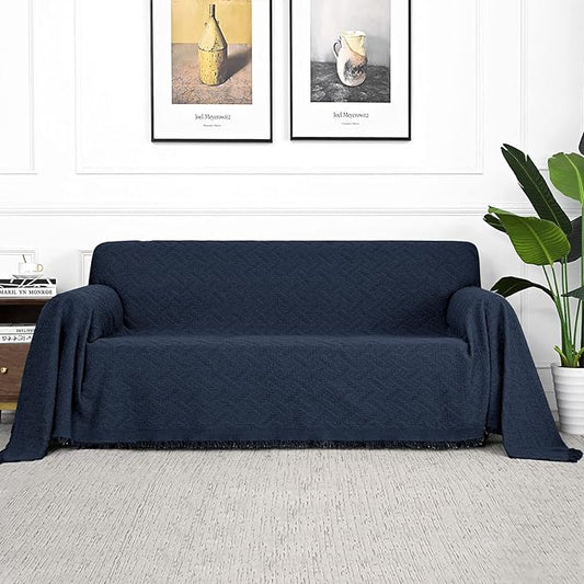 MYSKY HOME Sofa Covers & Slipcovers for 3 Cushion Couch, Sectional Sofa Couch Covers for Dogs, XX-Large: 91" x 134", Navy Blue
