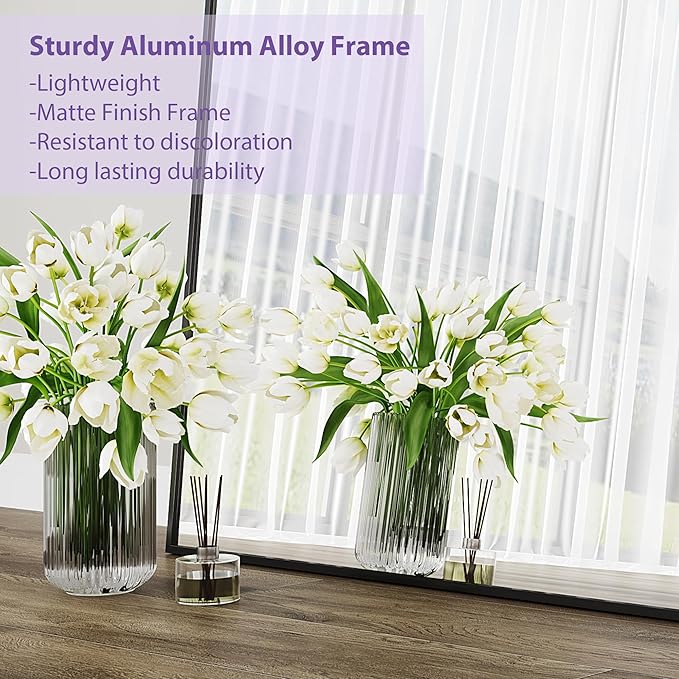 Full Length Mirror, 83"x44" Floor Mirror Freestanding, Oversized Floor Standing Full Body Mirror with Stand for Bedroom, Hanging Mounted for Living Room Cloakroom, Black, Rect