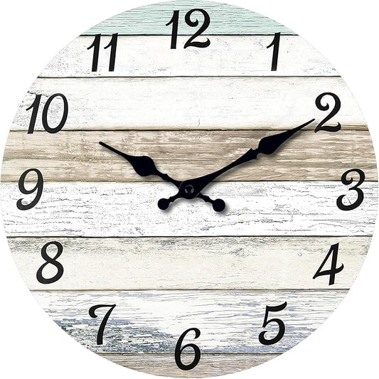 XNM Big Clock for Living Room Wood Wall Clocks Battery Operated 16 Inch Rustic Wall Clock Non Ticking (MDF No Solid Wood)