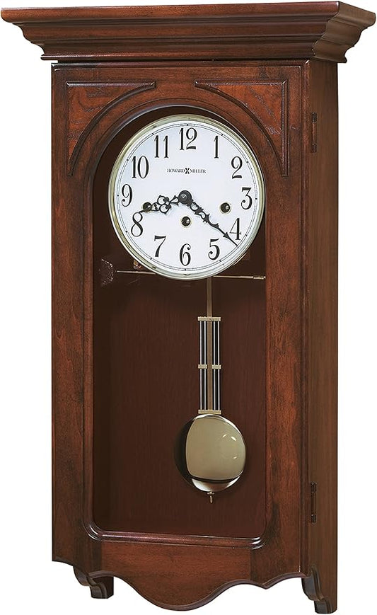Jennelle Pendulum Wall Clock - Decorative Wooden Finish Analog Clock, Battery Operated, Vintage Alarm Clock Style for Room Decor, Kitchen Wall Clock for Living Room, Bedroom & Office