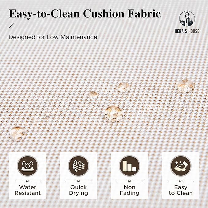 HERA'S HOUSE HDPE Patio Furniture Set, 4-Piece Outdoor Wicker Conversation Couch Set with 57" Fire Pit Table and Thick Cushion, All-Weather Patio Sofa Set for Backyard Garden Deck