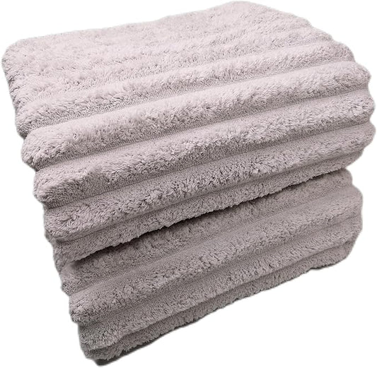 Soft Bath Sheet Towels, 35x70 inches Microfiber Ribbed Oversized Bath Towels Extra Large for Bathroom, Home, Hotel, Spa, Beach, Pool, Gym (Bath Sheet - Set of 2, Grey)