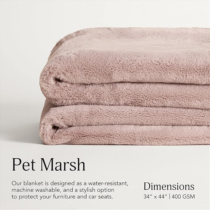 UnHide Lil’ Pet Marsh - Faux Fur Pet Blanket - Extra Soft, Lightweight, Durable Pet Blanket - Machine Washable - for Bed Cover, Couch Protection, and Crate Comfort - Rosy Baby, 34” x 44”