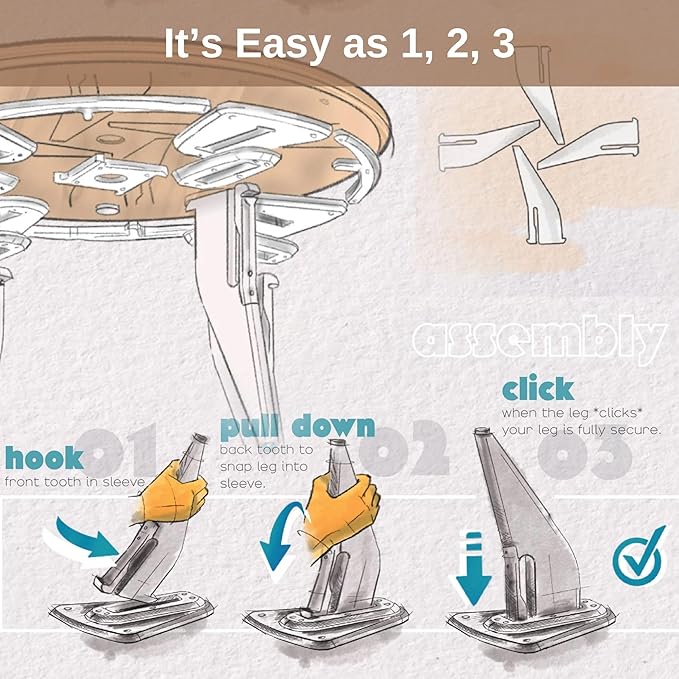HOEK Modern Collapsible Work from Home Desk Bundle, Durable Laminate Surface, Portable Folding Computer Desk with 47.5" x 23", Easy Tool-Free Assembly, Compact Study and Office Table (Birch/White)