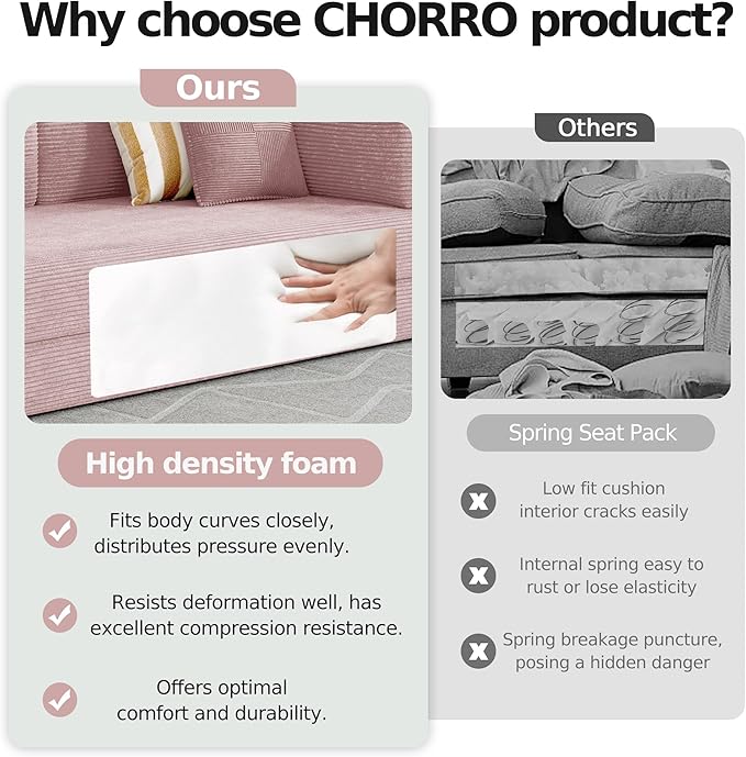 98.4''Convertible Sleeper Sofa Bed,Compressed Floor Boneless Couch,Modular Modern Corduroy Sofa for Living Room Bedroom -with Fixed-Shape Frame and Support Armrest,Easy Assembly(Pink)