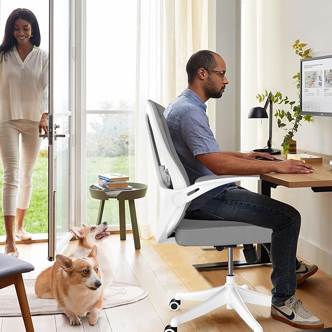 Mesh Office Computer Desk Managerial Executive Chair, Ergonomic High Back Comfy Swivel Gaming Home Chairs with Wheels, Comfortable Lumbar Support, Comfy Arms for Study,Home,Bedroom