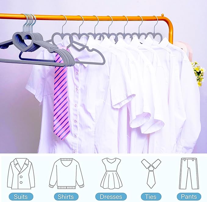 Velvet Hangers 20 Pack, 16" Non Slip Adult Hangers, Slim Clothes Hanger with 360 Degree Swivel Hook - Durable & Cute for Coats, Shirts, Dress (Grey)